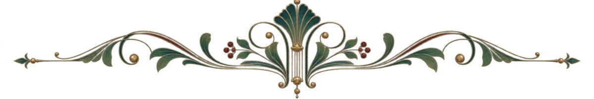 Symmetrical Art Nouveau floral divider in brass and green
